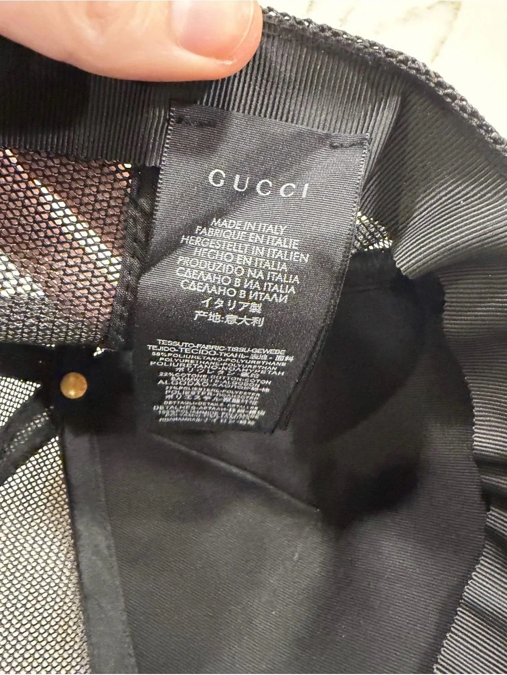 Gucci Kingsnake Print GG Supreme Baseball Hat Black/Grey